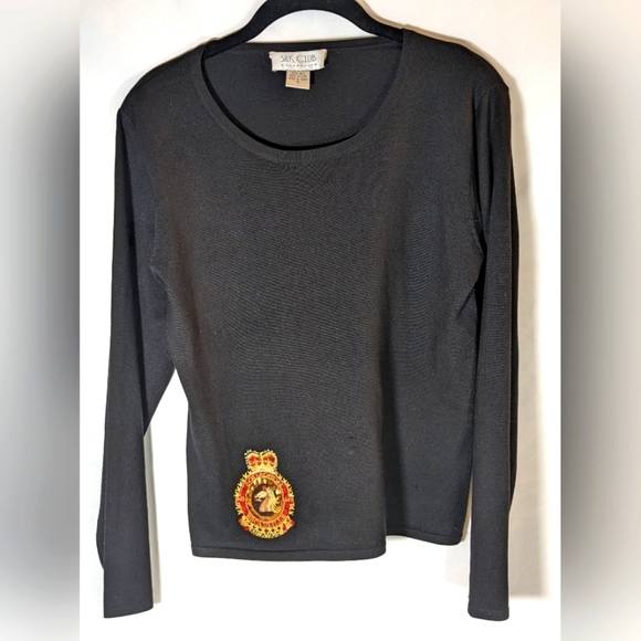 Silk Club Collection Tops - Silk Club Collection Black Long Sleeve Silk Nylon Blend Pull On Shirt Size Small